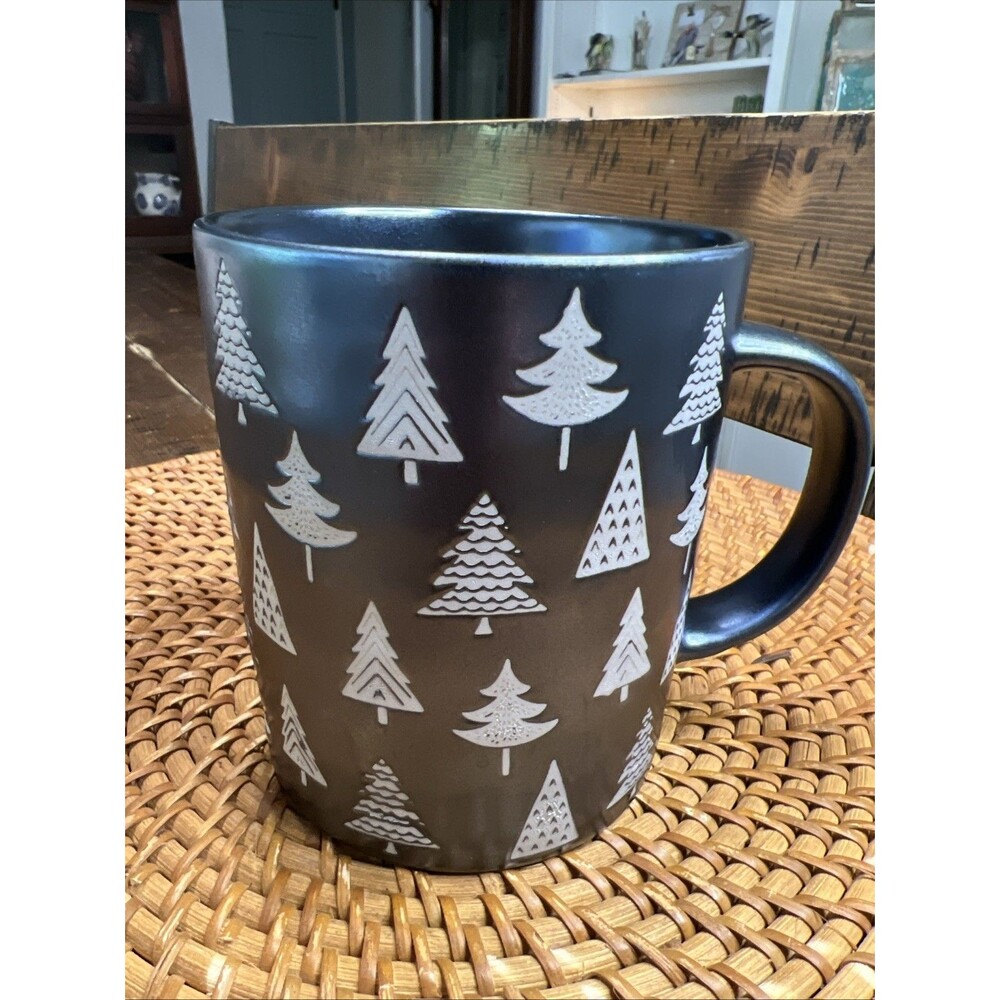 Fig & Fern Metallic Blue Tree Mug Ceramic 18 oz Christmas Winter